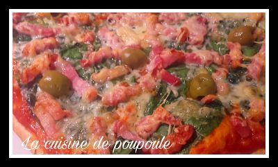 Pizza épinards lardon au thermomix ou sans Pizza épinards lardon au thermomix ou sans