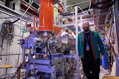 Photograph of Stefan Ulmer, Spokesperson BASE Collaboration, in the BASE experiment