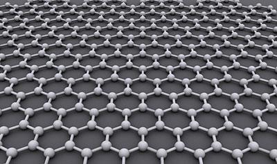 Graphic of graphene's hexagonal carbon lattice structure