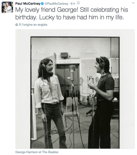 Paul McCartney salue la mémoire de son ami George Harrison Paul McCartney salue la mémoire de son ami George Harrison