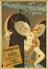 Trois affiches du carnaval de Munich dans les années 30- Münchener Fasching 1934/36/38