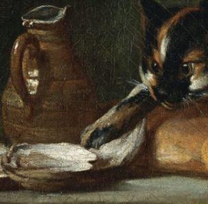 Chardin 1728 Still Life With Cat and RayFish Museo Thyssen-Bornemisza, Madrid detail centre