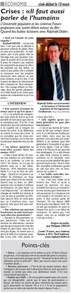 Ciné-débat à Sarreguemines : quand les bulles éclatent ! Ciné-débat à Sarreguemines : quand les bulles éclatent !