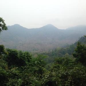 Se balancer en haut des chutes de Kuang Si, Laos Se balancer en haut des chutes de Kuang Si, Laos