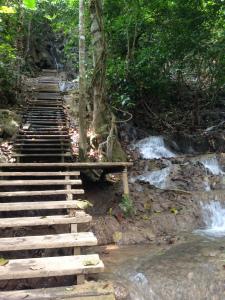 Se balancer en haut des chutes de Kuang Si, Laos Se balancer en haut des chutes de Kuang Si, Laos