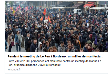 « Marine, casse-toi, Bordeaux n’est pas à toi » #antifa « Marine, casse-toi, Bordeaux n’est pas à toi » #antifa