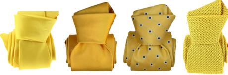 Cravates jaunes soie  grenadine de soie  microfibre et Luxe faite à la main
