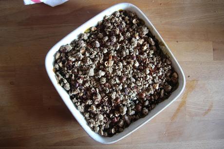 Crumble d'épinards au sarrasin et aux noisettes (sans gluten)