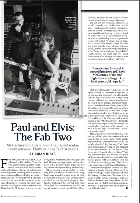 Rolling Stone (EN) publie un article sur les relations McCartney/Costello Rolling Stone (EN) publie un article sur les relations McCartney/Costello