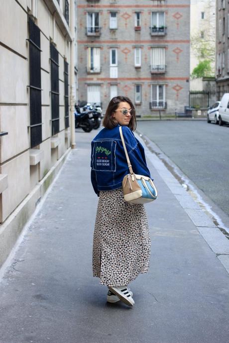 JUPE FLEURIE DANS MON PARIS POURRI 1-veste en jean