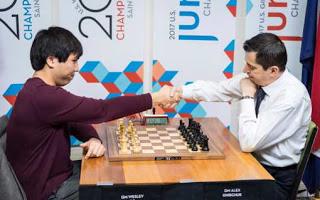 Wesley So et Alex Onischuk en départage pour le titre de champion d'échecs US 2017 - Photo © site officiel 