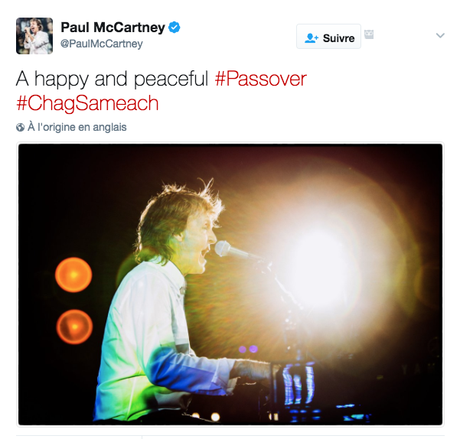 Paul McCartney souhaite de bonnes fêtes de Paques à la communauté juive Paul McCartney souhaite de bonnes fêtes de Paques à la communauté juive