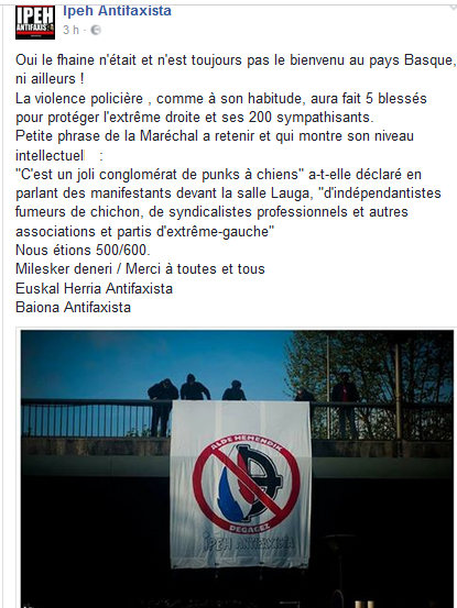 Baïona Antifaxista ! La France que j’aime #Bayonne #antifa