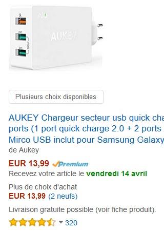 Test : Chargeur secteur USB de chez AUKEY Test : Chargeur secteur USB de chez AUKEY