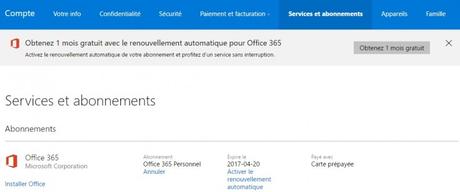 Désactivez le renouvellement automatique de Microsoft Office 365 et obtenez 1 mois gratuit supplémentaire