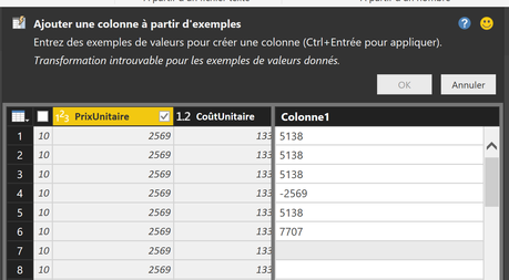 Power Query - Colonnes à partir d'exemples