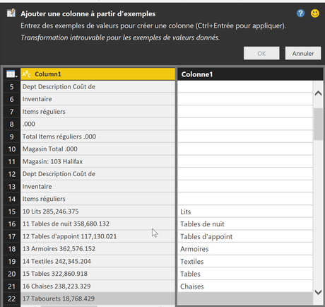 Power Query - Colonnes à partir d'exemples