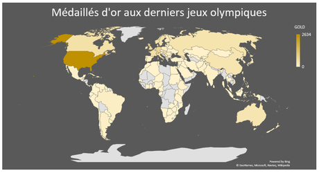 Carte géographique dans Excel - Mondial
