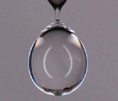 High-speed camera image of a water droplet