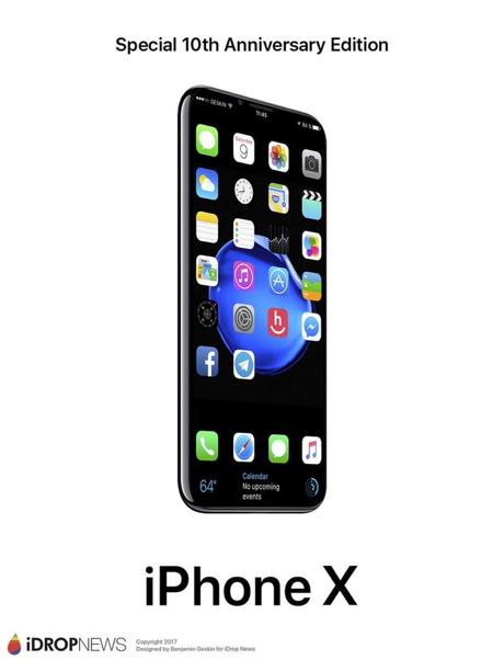 iPhone 8 : un rendu sous iOS 11, avec un mode « Dark »