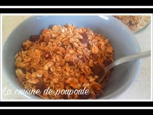 Granola à la noisette, pépites de chocolat et cannellle