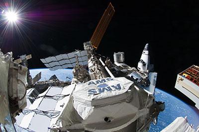 Photograph of the Alpha Magnetic Spectrometer on-board the International Space Station