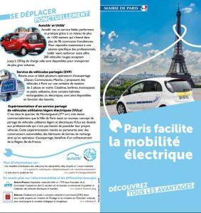 Dépliant Paris facilite la mobilité électrique vélo scooter