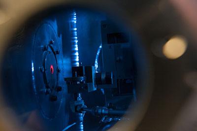 Photograph looking inside the laser-plasma accelerator
