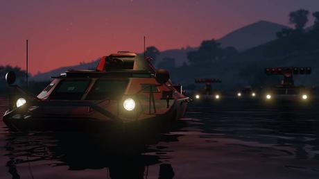 GTA Online : Trafic d’Armes, infos et images ! L'APC est à l'aise sur tous les terrains, et il n'a pas peur de se mouiller.