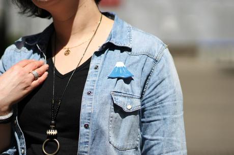 Mode Nantaise : Et le printemps arriva blog-mode-nantes-chemise-jean-h-m-badge-mont-fugi