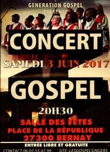 « Gospel » à Bernay le 3 juin 2017 et sur Bernay-radio.fr…