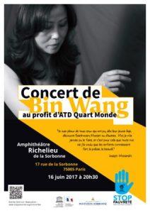 Concert de piano Paris la Sorbonne par Bin Wang et ADT Quart Monde