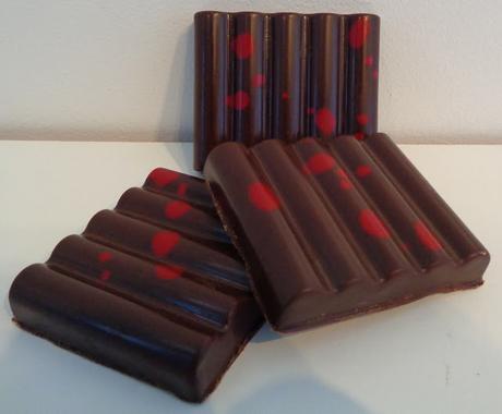 Mini barres chocolat noir et caramel framboise