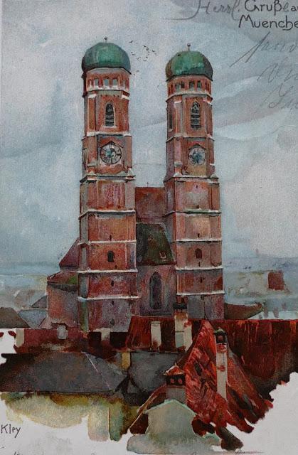 La Frauenkirche de Munich par Heinrich Kley vers 1900