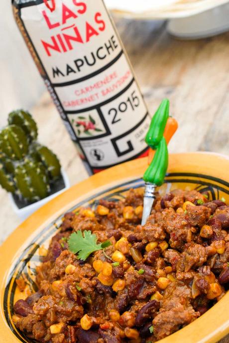 Chile con Carne et vin Chilien Las Niñas, Mapuche