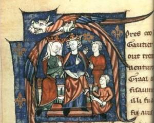 Aliénor et Henri II écoutent l'histoire de Lancelot du Lac, ms. fr. 123 fol. 229