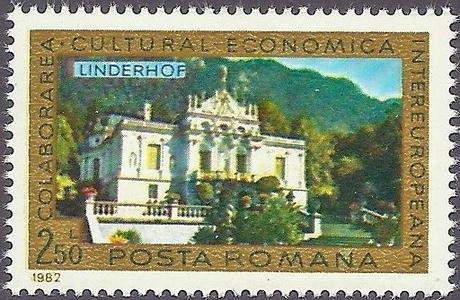 le château de Linderhof dans les timbres roumains