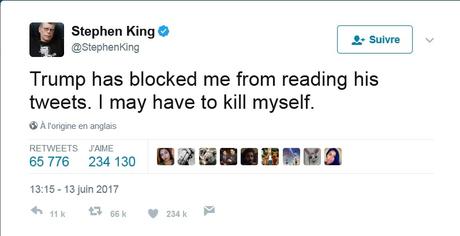 Sinon, Trump a bloqué Stephen King sur Twitter
