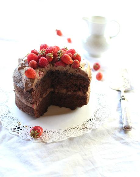 Gâteau double chocolat au mascarpone et fruits rouges