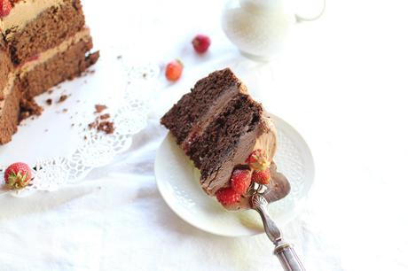 Gâteau double chocolat au mascarpone et fruits rouges