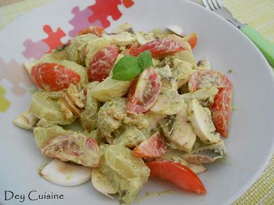 Salade de pommes de terre aux champignons & pesto