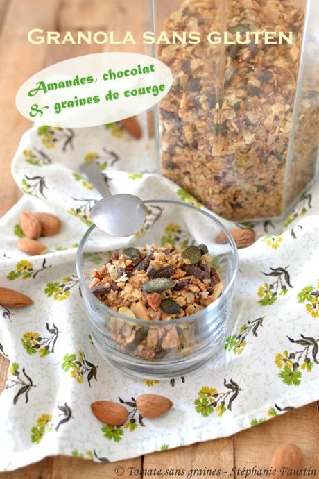 Granola sans gluten {amandes, chocolat et graines de courge} Granola sans gluten