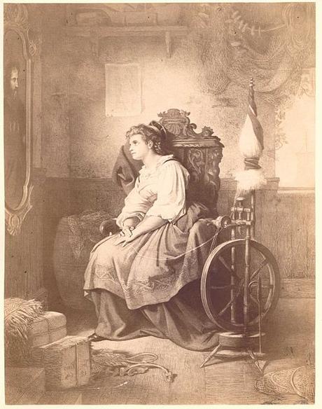 Senta au rouet, photographie d'un carton de Wilhelm von Kaulbach et Theodor Pixis Senta au rouet, photographie d'un carton de Wilhelm von Kaulbach et Theodor Pixis