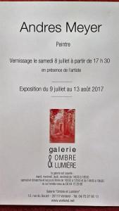 Galerie Ombre et Lumière à VENTEROL (Drôme) 9 Juillet au 13 Août 2017 -exposition E. Schmidiger et A. Meyer