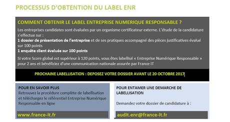 France IT, le réseau national des clusters numériques présente le Label « Entreprise Numérique Responsable »