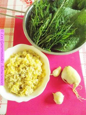 Feuilles de Bourrache farcies aux riz-quinoa-lentilles-millet-navet-roquette (Vegan) Feuilles de Bourrache farcies aux riz-quinoa-lentilles-millet-navet-roquette (Vegan)