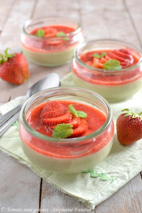Panna cotta {fraise-coco-Matcha} Panna cotta fraises, coco, matcha