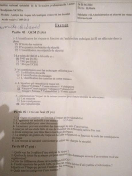 examen analys des risques informatiques et sécurité des données 2016 examen analys des risques informatiques et sécurité des données 2016