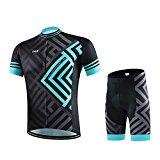 Skysper Maillot de Cyclisme Manches Courtes + 3D Rembourrò Respirant Pantalon de Cyclisme pour Homme