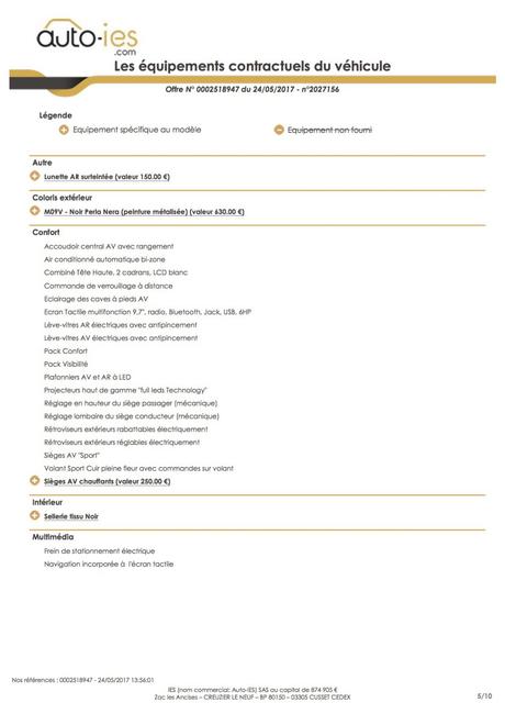 Comment vérifier le bon de commande d’une voiture ? Equipements contractuels du véhicule